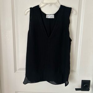 ALC Womens XS Black Sleeveless Twistback Top 100% Silk Blouse V-Neck  Luxe